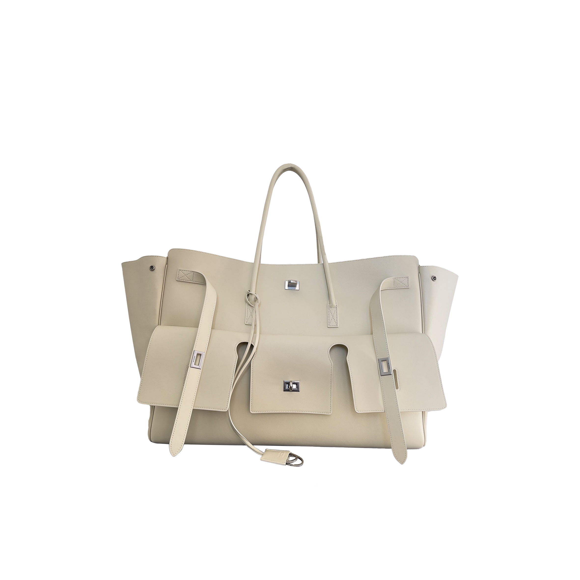 BALENCIAGA WOMEN'S BEL AIR XL CARRY ALL BAG IN SOYA 8054802AABV1000 (61.9*51.9*23.8)